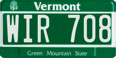 VT license plate WIR708