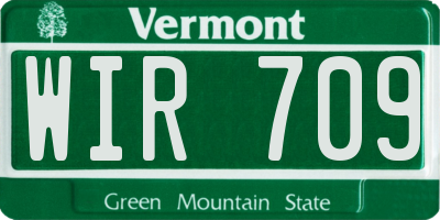 VT license plate WIR709