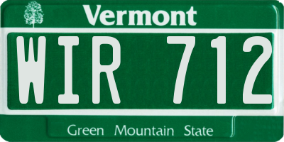 VT license plate WIR712