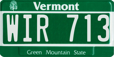 VT license plate WIR713