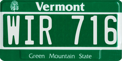 VT license plate WIR716
