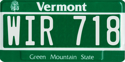 VT license plate WIR718