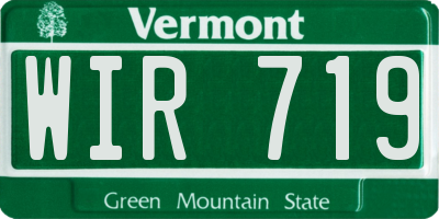 VT license plate WIR719