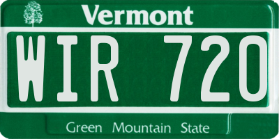 VT license plate WIR720