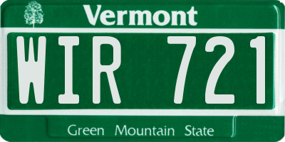 VT license plate WIR721