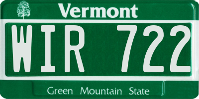 VT license plate WIR722
