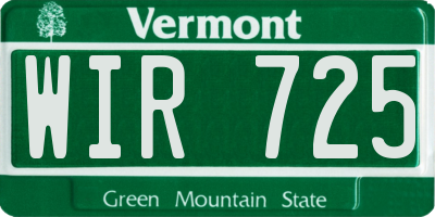 VT license plate WIR725