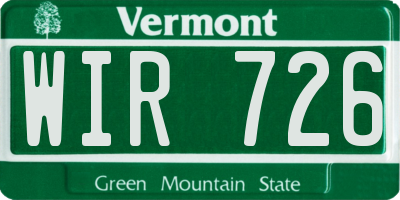 VT license plate WIR726
