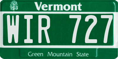 VT license plate WIR727