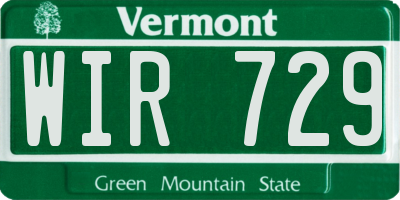 VT license plate WIR729