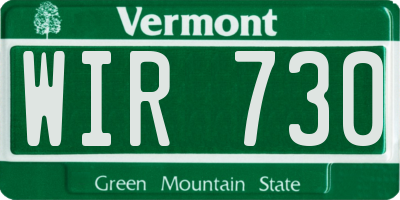 VT license plate WIR730