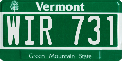 VT license plate WIR731