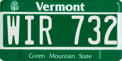 VT license plate WIR732