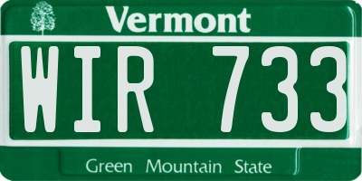 VT license plate WIR733