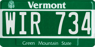 VT license plate WIR734