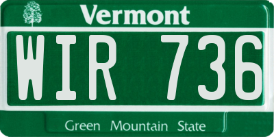 VT license plate WIR736
