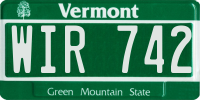 VT license plate WIR742