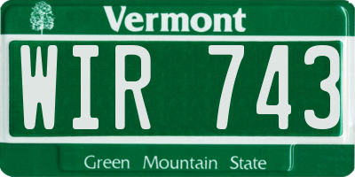 VT license plate WIR743