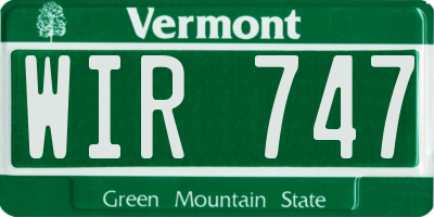 VT license plate WIR747
