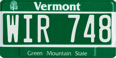 VT license plate WIR748