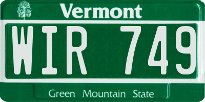 VT license plate WIR749