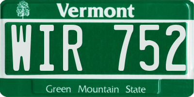 VT license plate WIR752