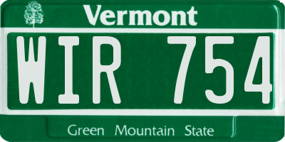 VT license plate WIR754