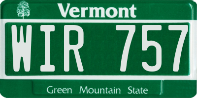 VT license plate WIR757