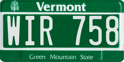 VT license plate WIR758