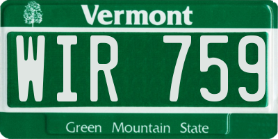 VT license plate WIR759