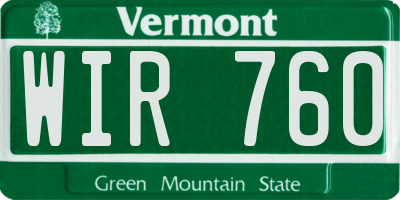 VT license plate WIR760