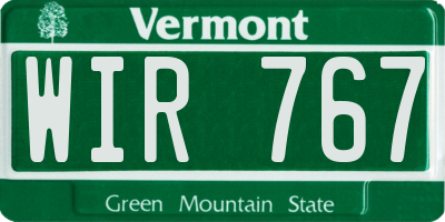 VT license plate WIR767