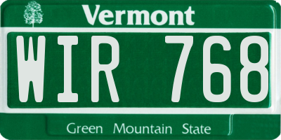 VT license plate WIR768