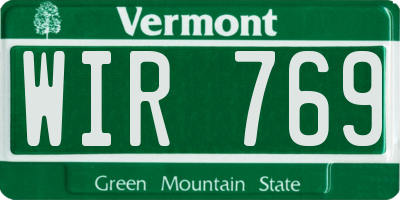 VT license plate WIR769