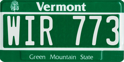 VT license plate WIR773