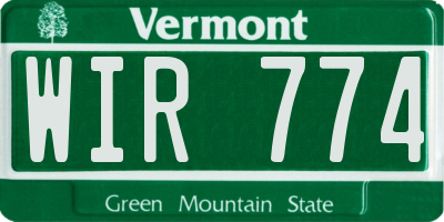VT license plate WIR774