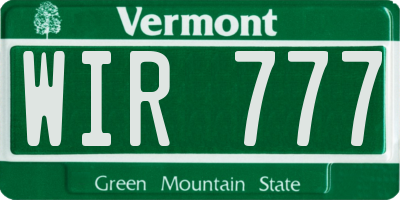 VT license plate WIR777