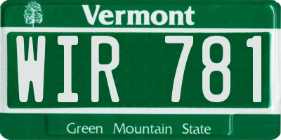 VT license plate WIR781