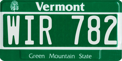 VT license plate WIR782