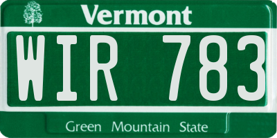 VT license plate WIR783