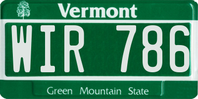 VT license plate WIR786