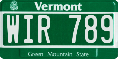 VT license plate WIR789