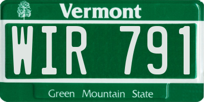 VT license plate WIR791