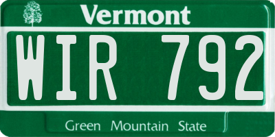VT license plate WIR792