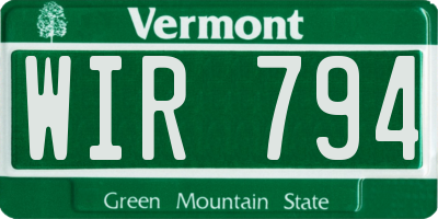 VT license plate WIR794