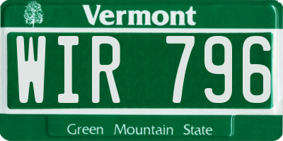 VT license plate WIR796