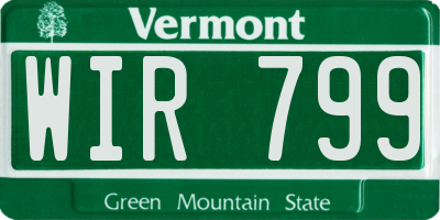 VT license plate WIR799