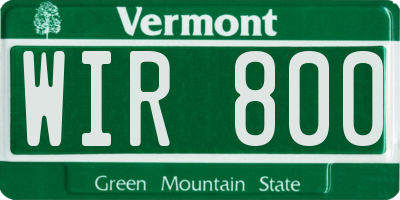 VT license plate WIR800
