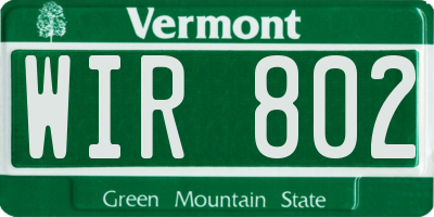 VT license plate WIR802