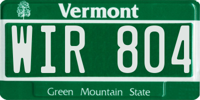 VT license plate WIR804